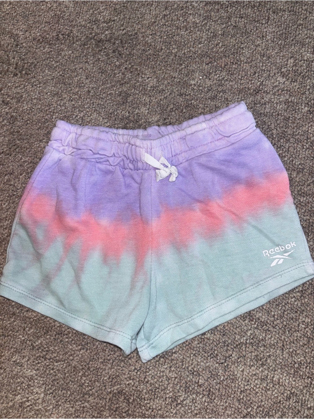 Reebok Girls Tie-Dye Athletic Shorts - Lavender, Pink & Mint